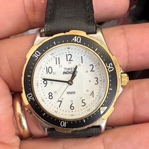 Timex Indiglo Black and Gold Timepiece